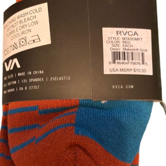 RVCA Makeshift Dress Socks - Red/Blue - Picture 3 of 3